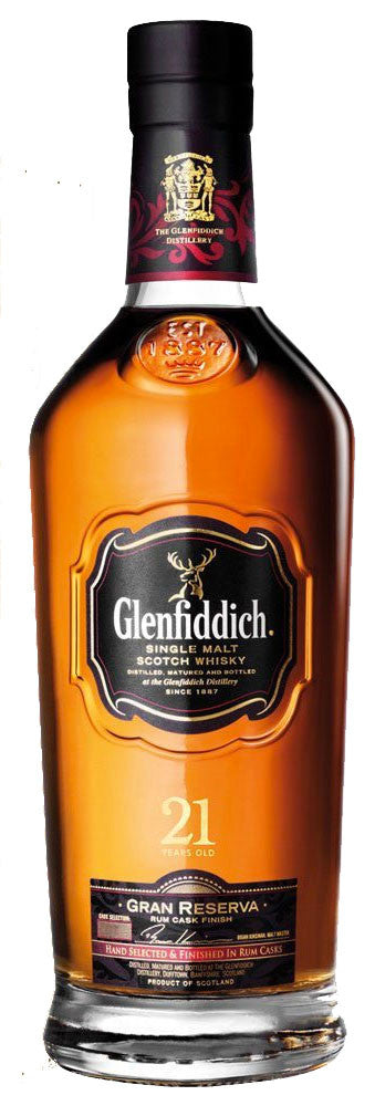 Glenfiddich Gran Reserva Caribbean Rum Cask Finish 21 Year Old Single Malt Scotch  Whisky, Speyside, Scotland